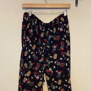 Club Room Black Pajama Pants with Elf Festive Print
